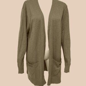 NWT Matty M Women's Open Front Cardigan Sweater Olive Green Pockets - Size XXL
